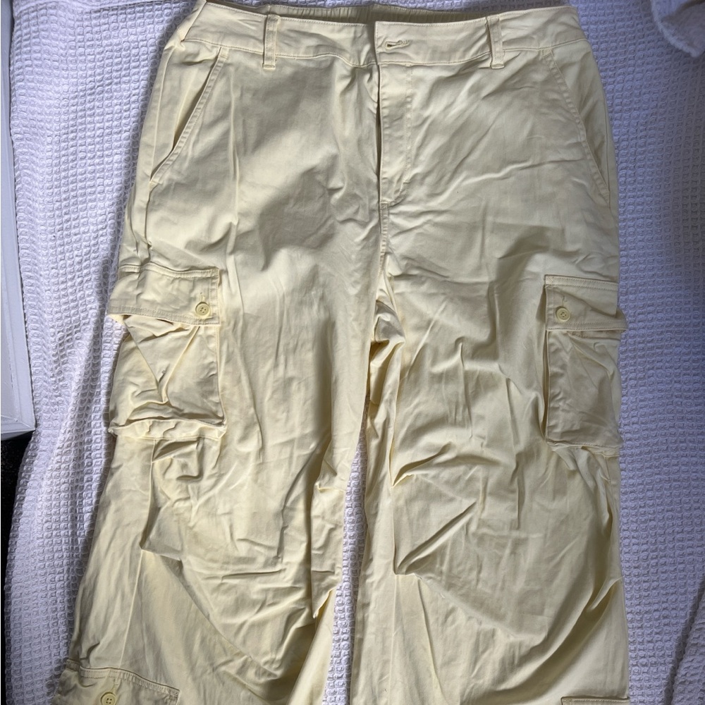 wild fable Pale Yellow Elastic Waist Cargo Pants